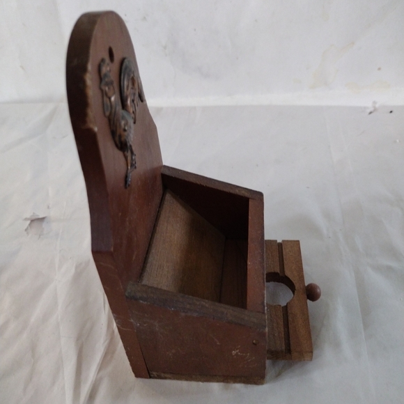 Vintage Wooden Toothpick Holder Dispenser org label Copper Rooster Japan V. G.. - Picture 5 of 6